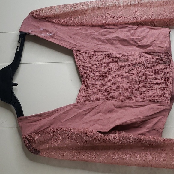 Wild Fable Women's Long Sleeve Lace Bustier Top Brown Small - Picture 7 of 9